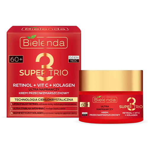 Bielenda super trio regenerating cream with retinol collagen.