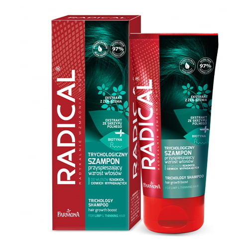 Farmona Radical trichological shampoo accelerating hair growth.