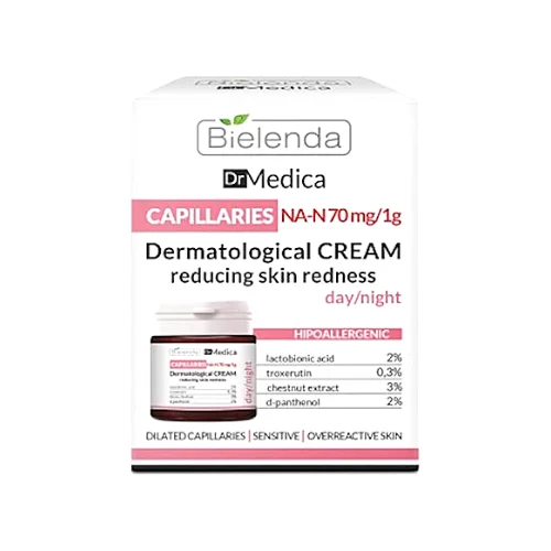 Bielenda Dr Medica Capillaries Dermatological Face Cream Reducing Skin Redness Day/Night, 50ml