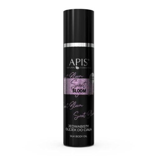 Apis perfume silky body oil with subtle silver glow.
