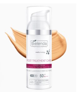 Soothing tinted face cream with SPF50 after aesthetic treatment from Bielenda.