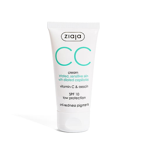 Ziaja Anti-Redness SPF 10 CC Cream for Irritated & Sensitive Skin with Vitamin C 50ml