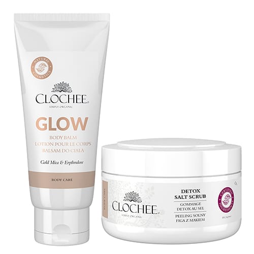 Clochee Glow Illuminating Body Balm 100ml + Detox Body Salt Scrub 240g Set