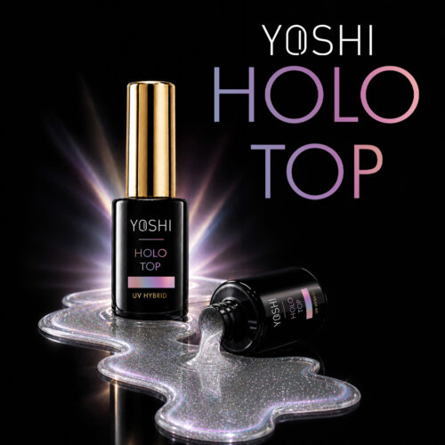 YOSHI Holo Top Coat UV Hybrid Transparent Multi-Coloured Shimmer Effect 10ml