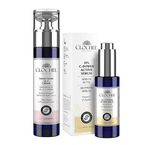 Clochee Night Dose Vitamin-C Cream 50ml + 10% Vit-C Power Active Serum 30ml Set