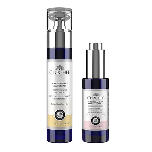 Clochee Anti-Wrinkle Day Cream 50ml + Antioxidant Oil Serum with Vitamin C 30ml Set