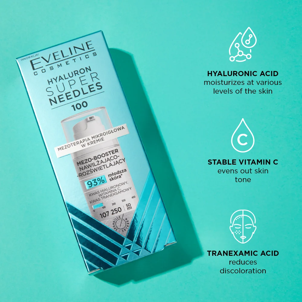Eveline Super Needles Hyaluron 100 Moisturising & Illuminating Meso-Booster 50ml