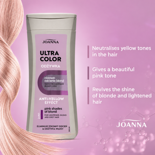 Joanna Ultra Color System Conditioner Pink Shade of Blonde Dyed Grey Hair 200g