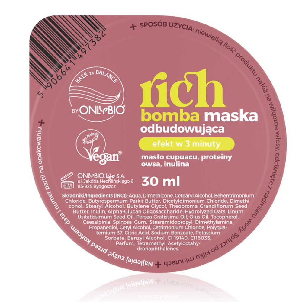 OnlyBio Hair in Balance Rich Bomb Rebuilding Hair Mask 30ml