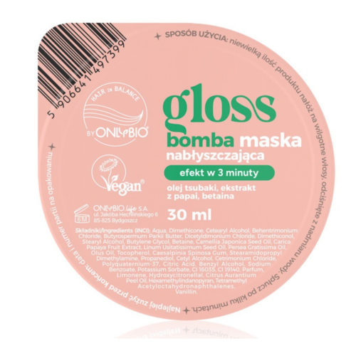 OnlyBio Hair in Balance Gloss Bomba Shine-Enhancing Hair Mask 30ml