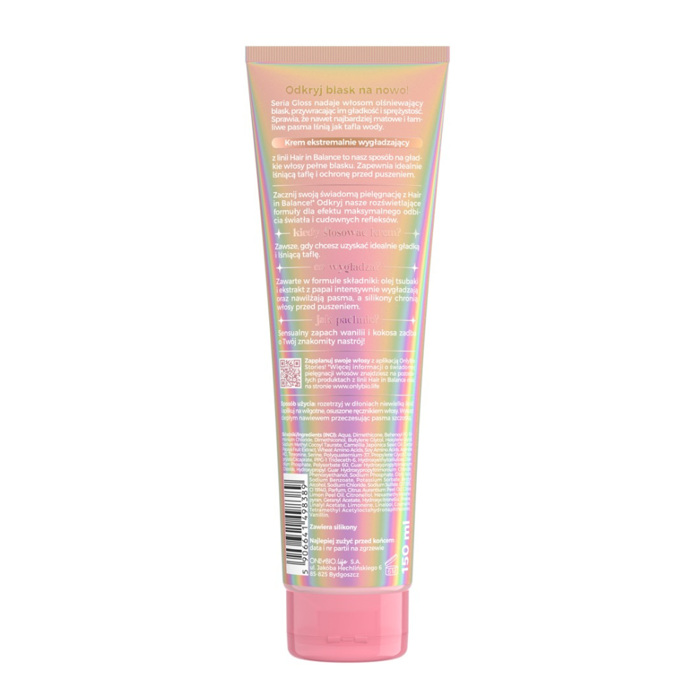 OnlyBio Hair in Balance Gloss Extremely Smoothing Hair Cream 150ml