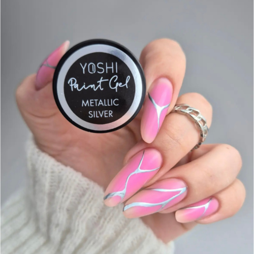 Yoshi Metallic Nail Art Paint Gel UV LED 5ml - Metallic Silver