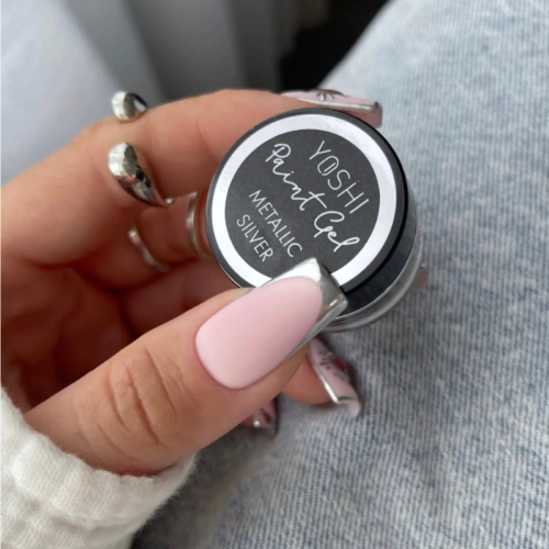 Yoshi Metallic Nail Art Paint Gel UV LED 5ml - Metallic Silver