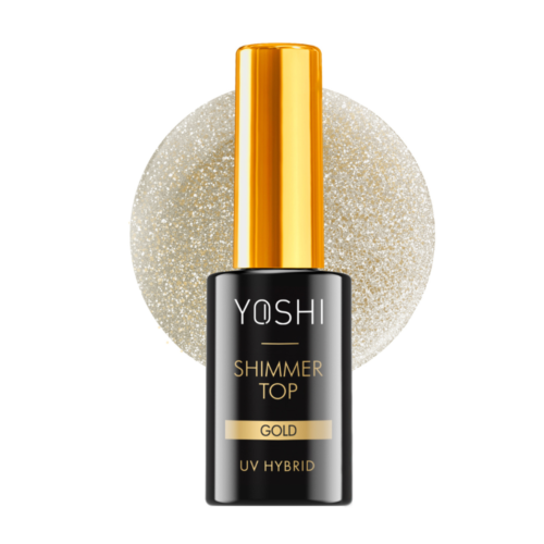 YOSHI Top UV LED Shimmer Gold 10ml – No Wipe Glitter Top Coat
